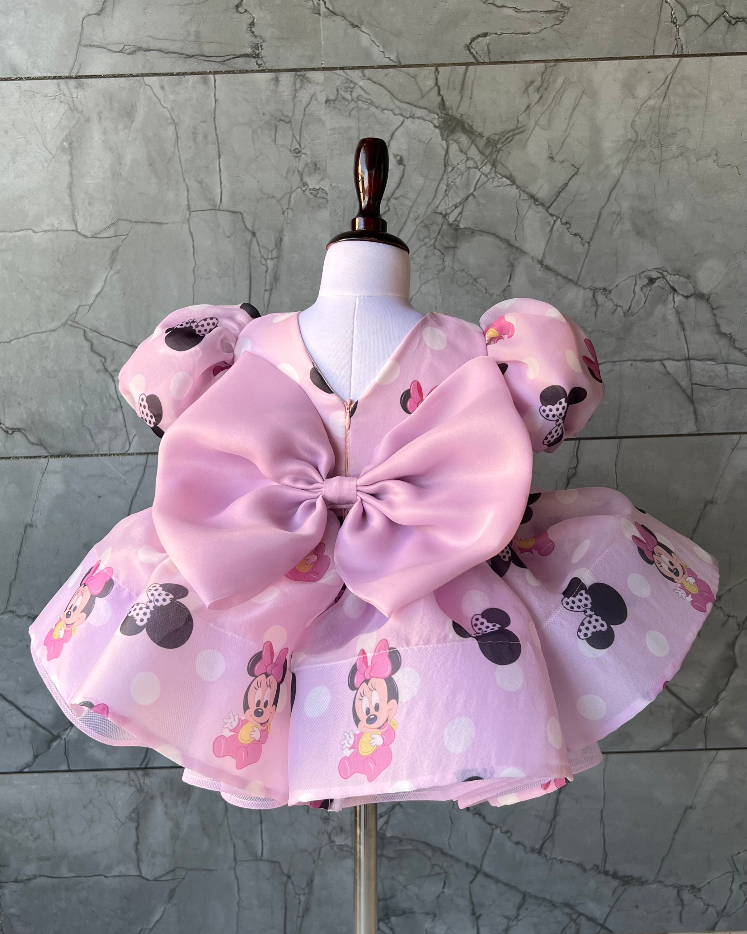 Pink Minnie Wonderland Baby Frock