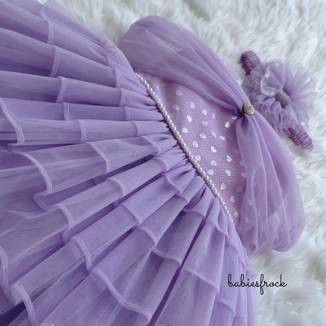 Enchanting Lilac Dream - Fluffy Baby Girl Gown