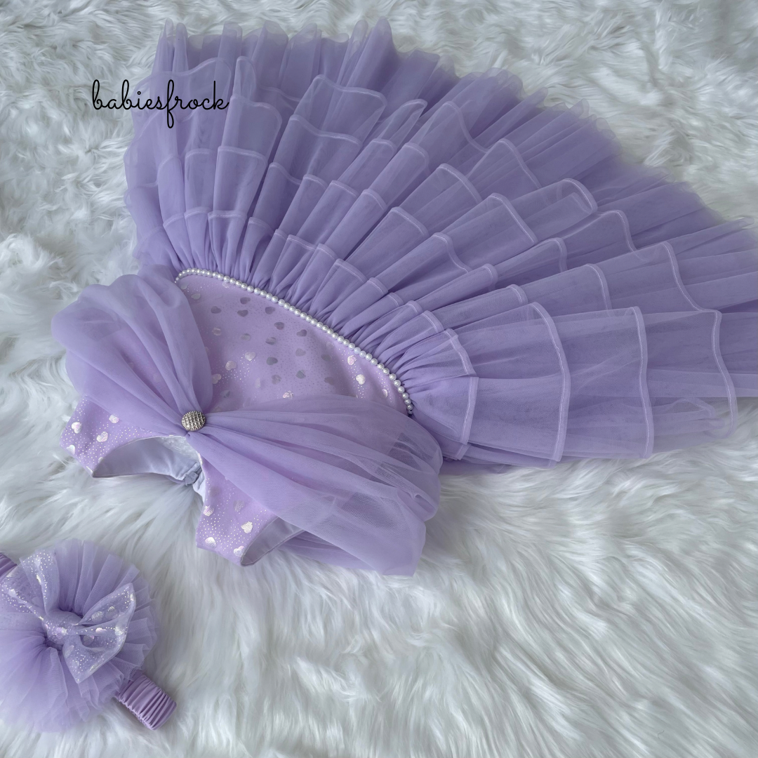 Enchanting Lilac Dream - Fluffy Baby Girl Gown