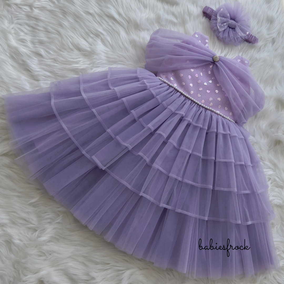 Enchanting Lilac Dream - Fluffy Baby Girl Gown