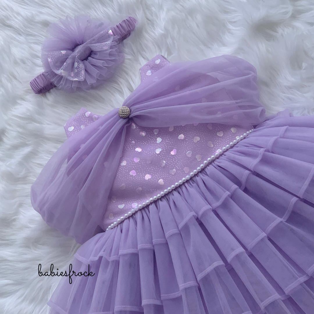 Enchanting Lilac Dream - Fluffy Baby Girl Gown