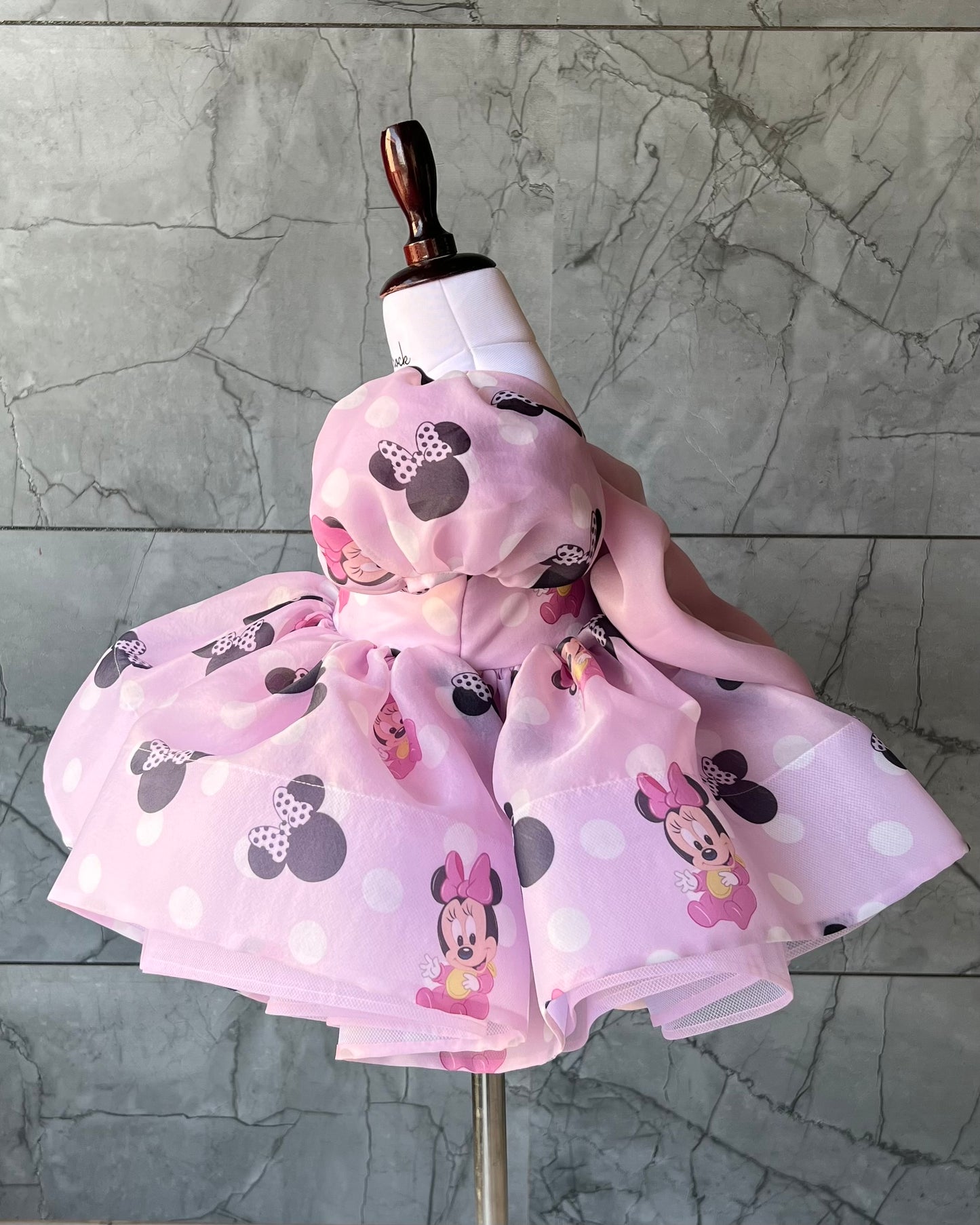 Pink Minnie Wonderland Baby Frock