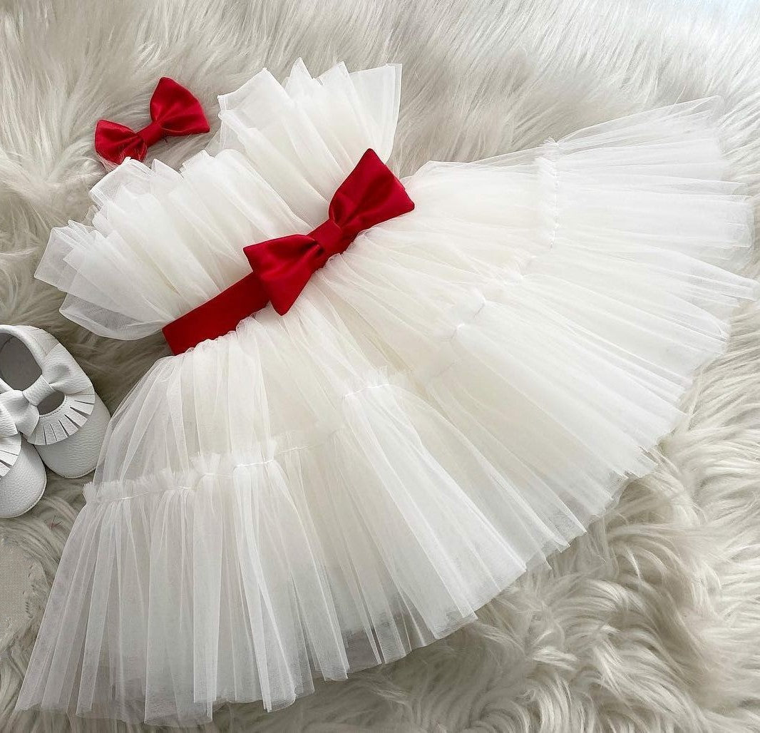 Graceful White and Red Dress babiesfrock Graceful White and Red Dress babiesfrock