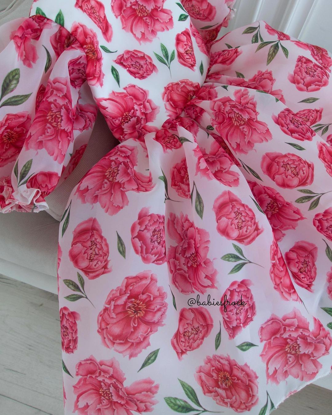 Rose Printed Organza Dress