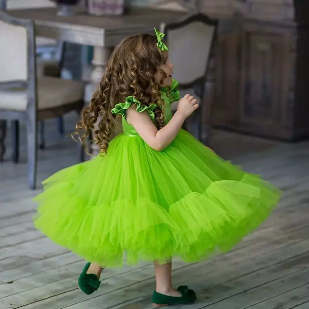 Gorgeous Green Fluffy dress babiesfrock Gorgeous Green Fluffy dress babiesfrock