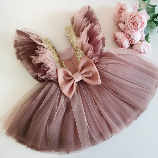 Delightful Two-Toned Frill Sleeve Dress