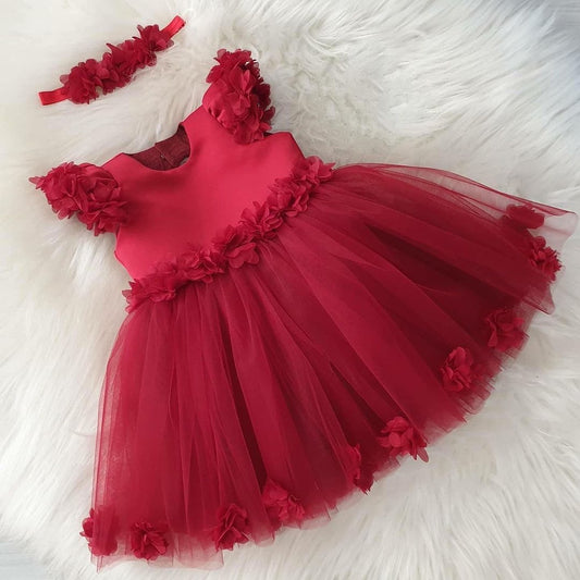 Flowery Red Baby Dress