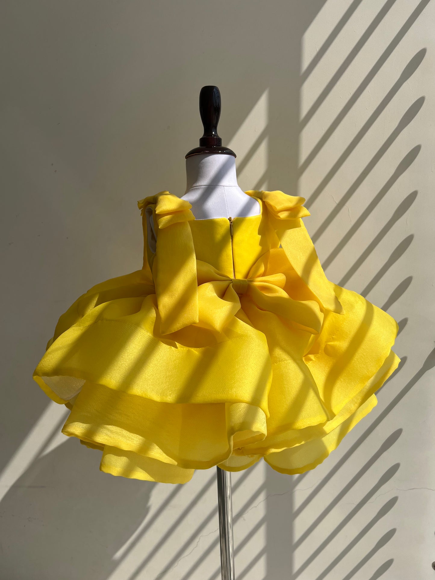 Yellow Silk Organza Baby Frock