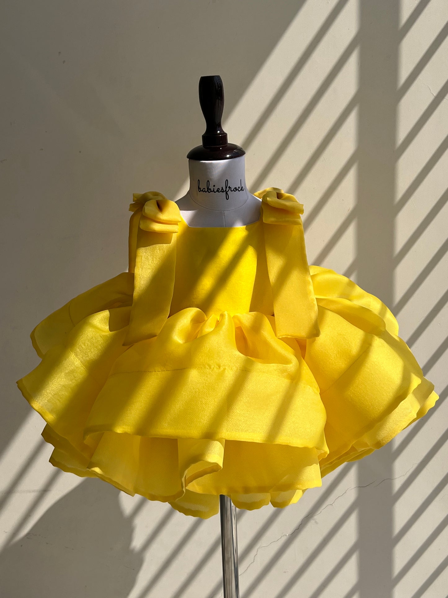 Yellow Silk Organza Baby Frock