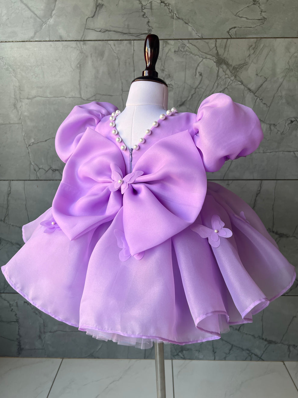 Babyhug Woven Sleeveless Party Dress with Floral Applique - Lavender main image 1