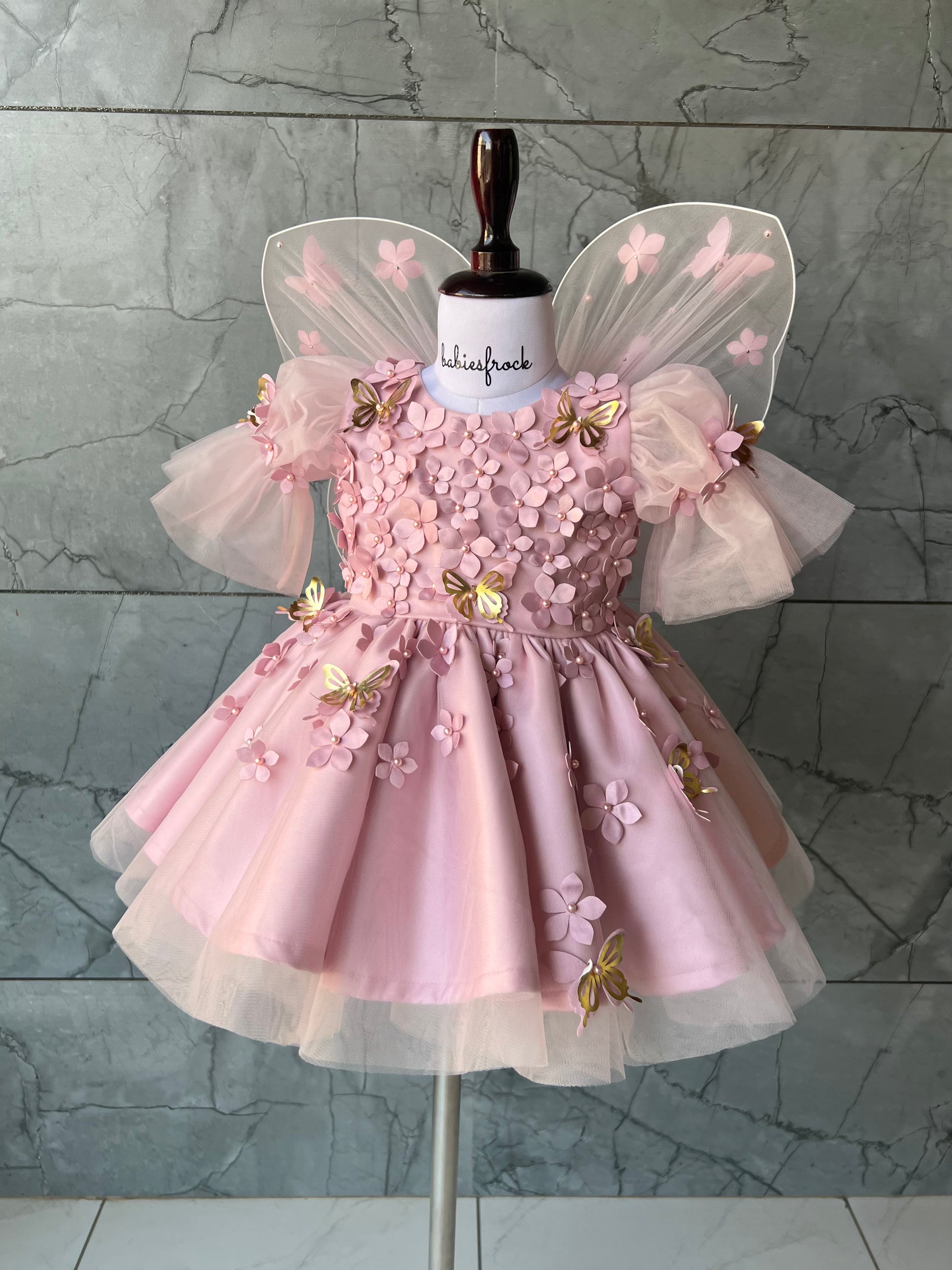 Amazing butterfly birthday dress (Onion Pink) babiesfrock Amazing butterfly birthday dress (Onion Pink) babiesfrock