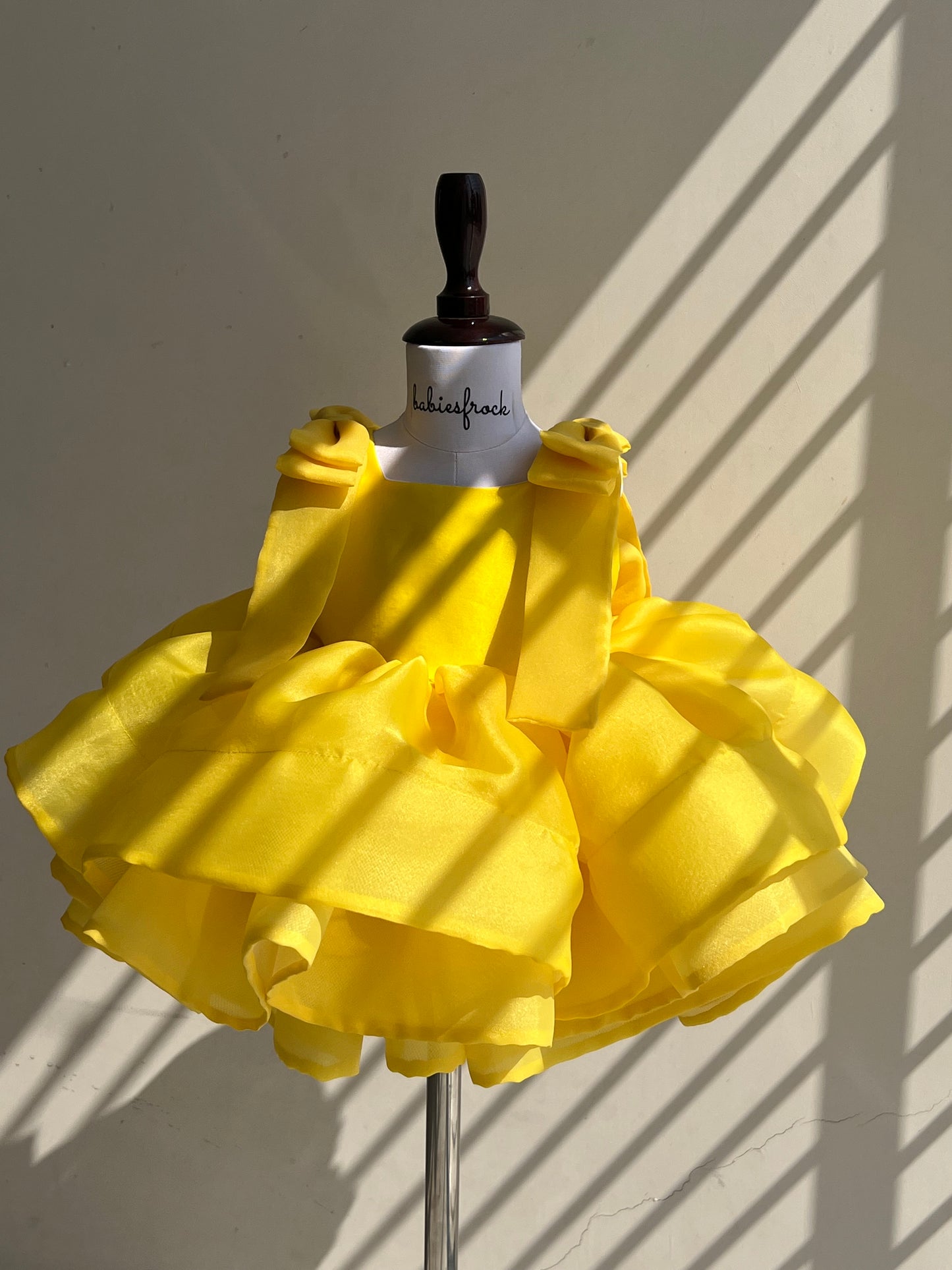 Yellow Silk Organza Baby Frock