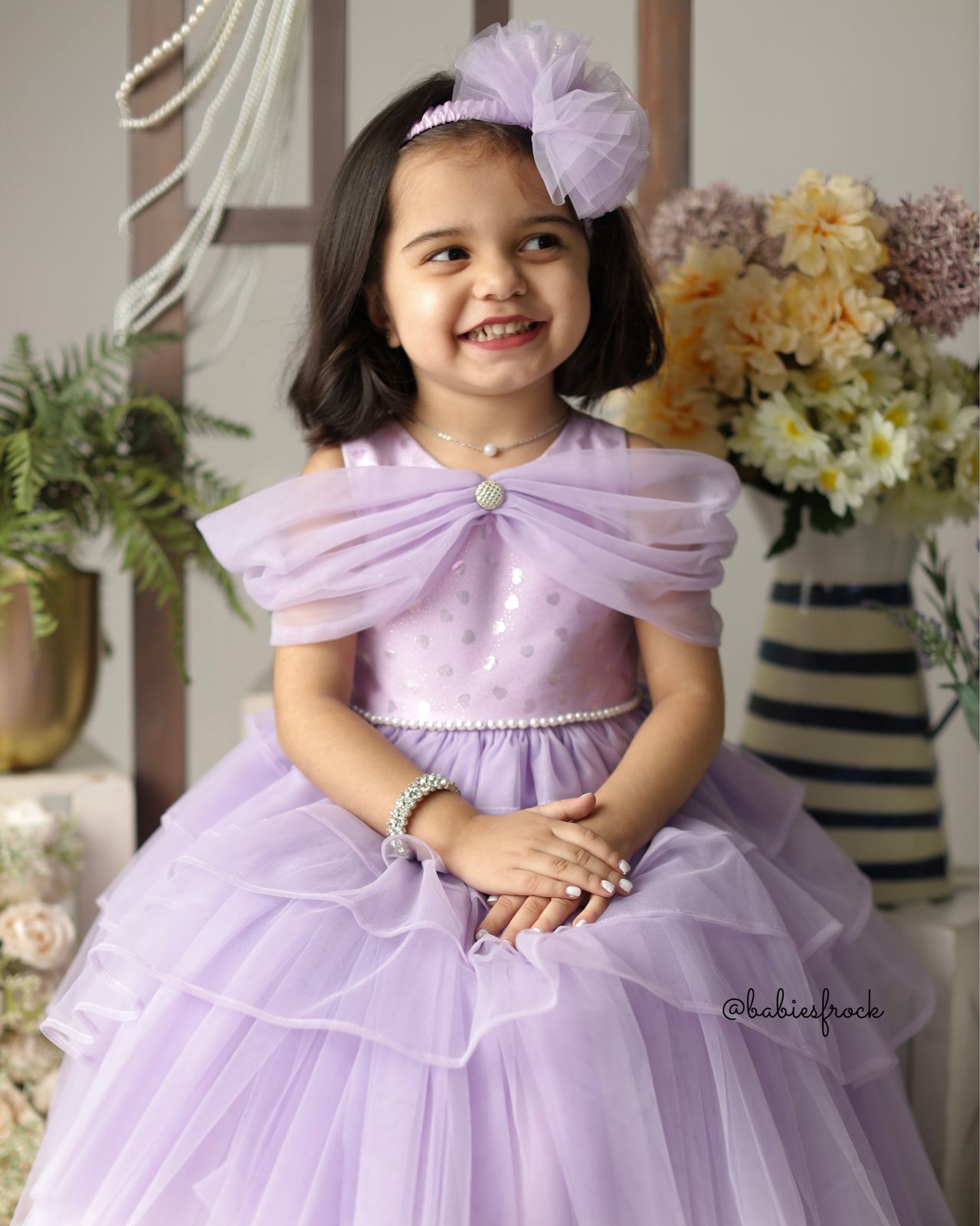 New Cute Dress Child Girl Knee Length Mesh Flower Gown for Girls Trailing Baby  Girl Birthday Dresses for 3 Years Old
