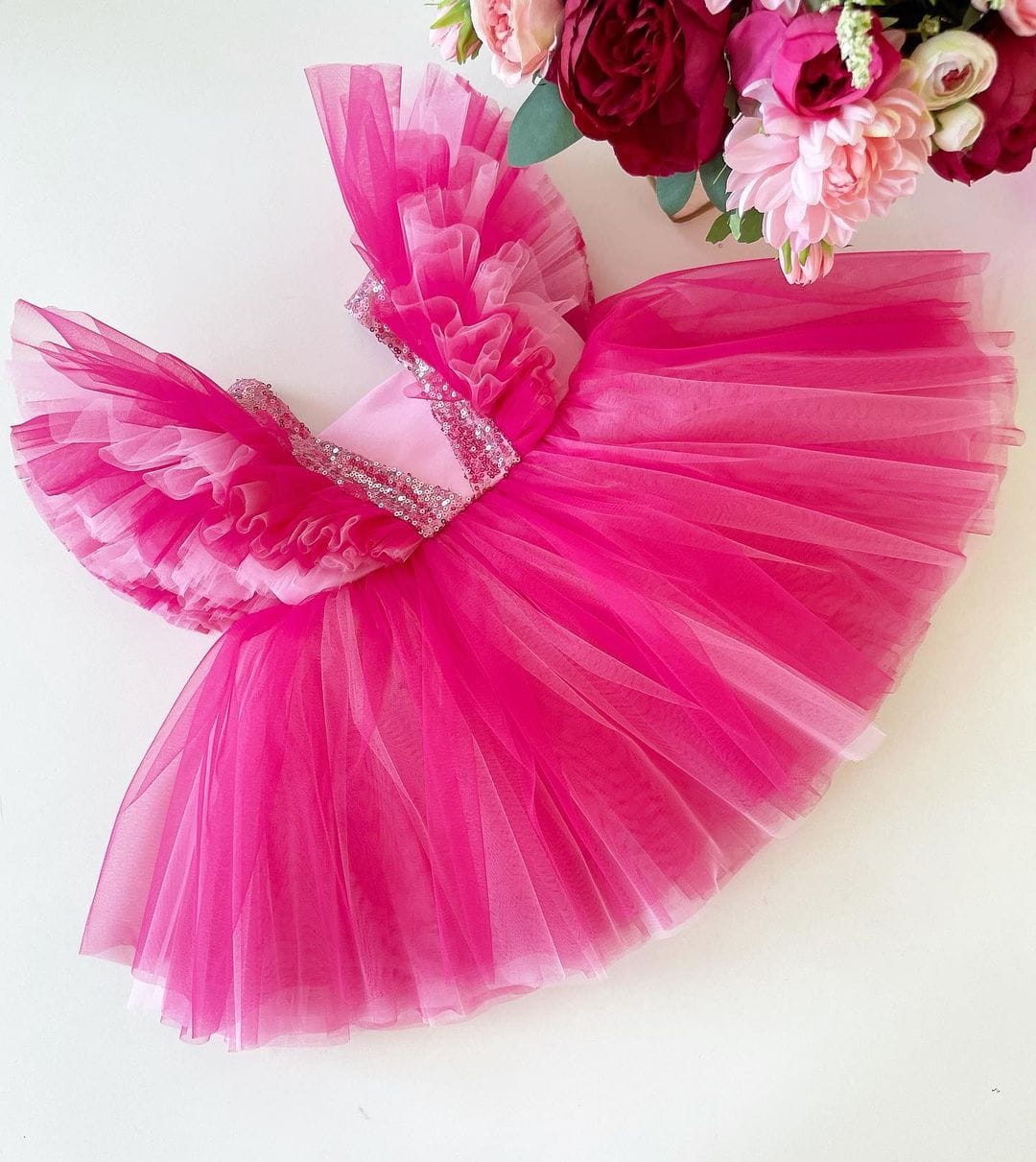 Buy Pink Pearl and Floral Party Dress for Kids Online
