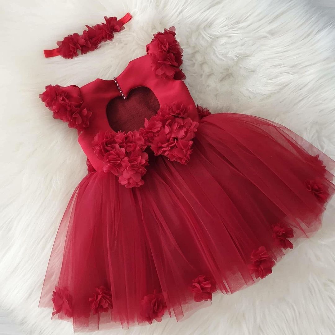 Flowery Red Baby Dress